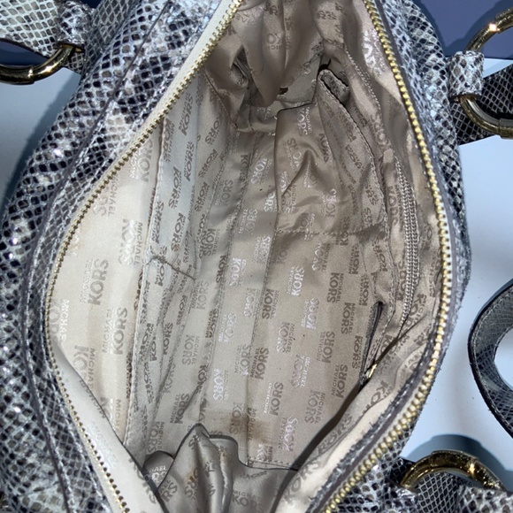 Michael Kors Fulton Sand Snakeskin Leather Satchel - Picture 6 of 6